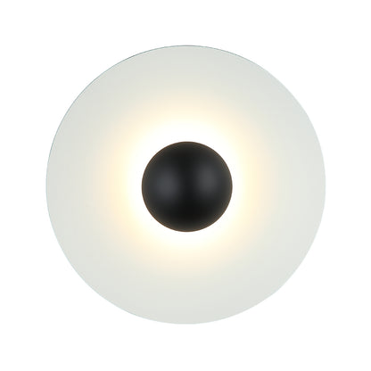 Spherical wall light fixture with a black center 